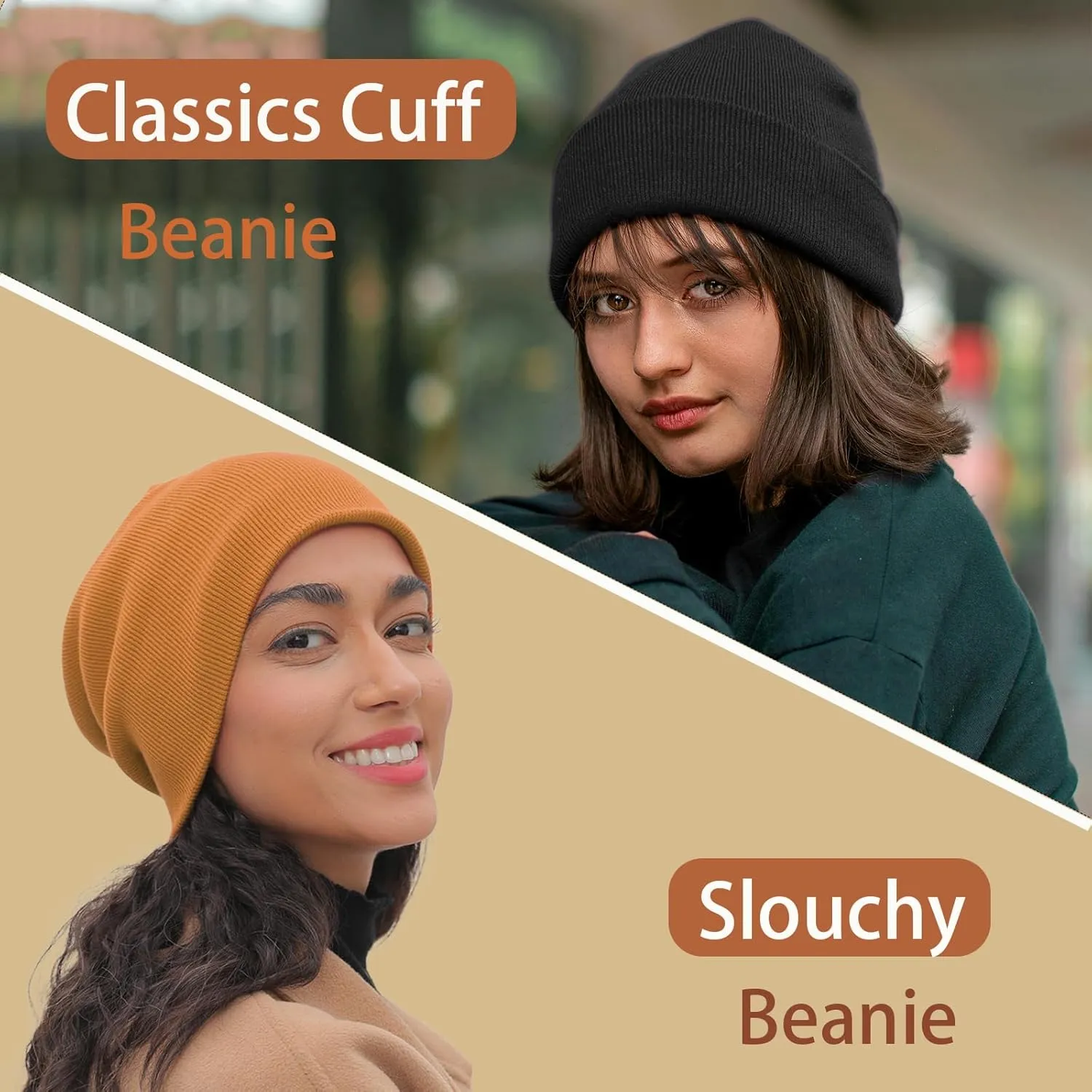100% Cotton Beanie Hats for Women Men Winter Soft Warm Knit Cuffed Hats Fisherman Beanie Skull Cap Unisex