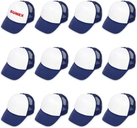 12 Pack Sublimation Blanks Hats,Customized Polyester Mesh Cap with Adjustable Snapback Strap for DIY Baseball Cap