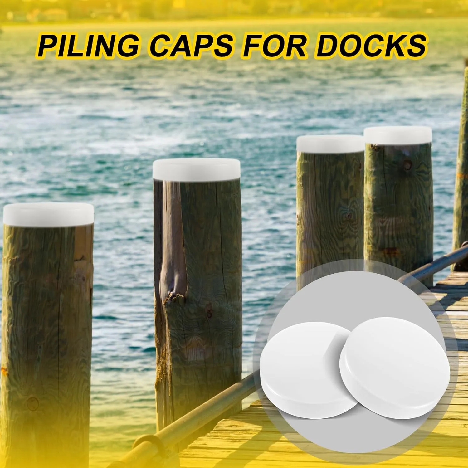 4 Pcs Marine Dock Piling Cap Protective Dock Post Caps Boat Pylon Edge Dock Pole Caps, Flat Top Design