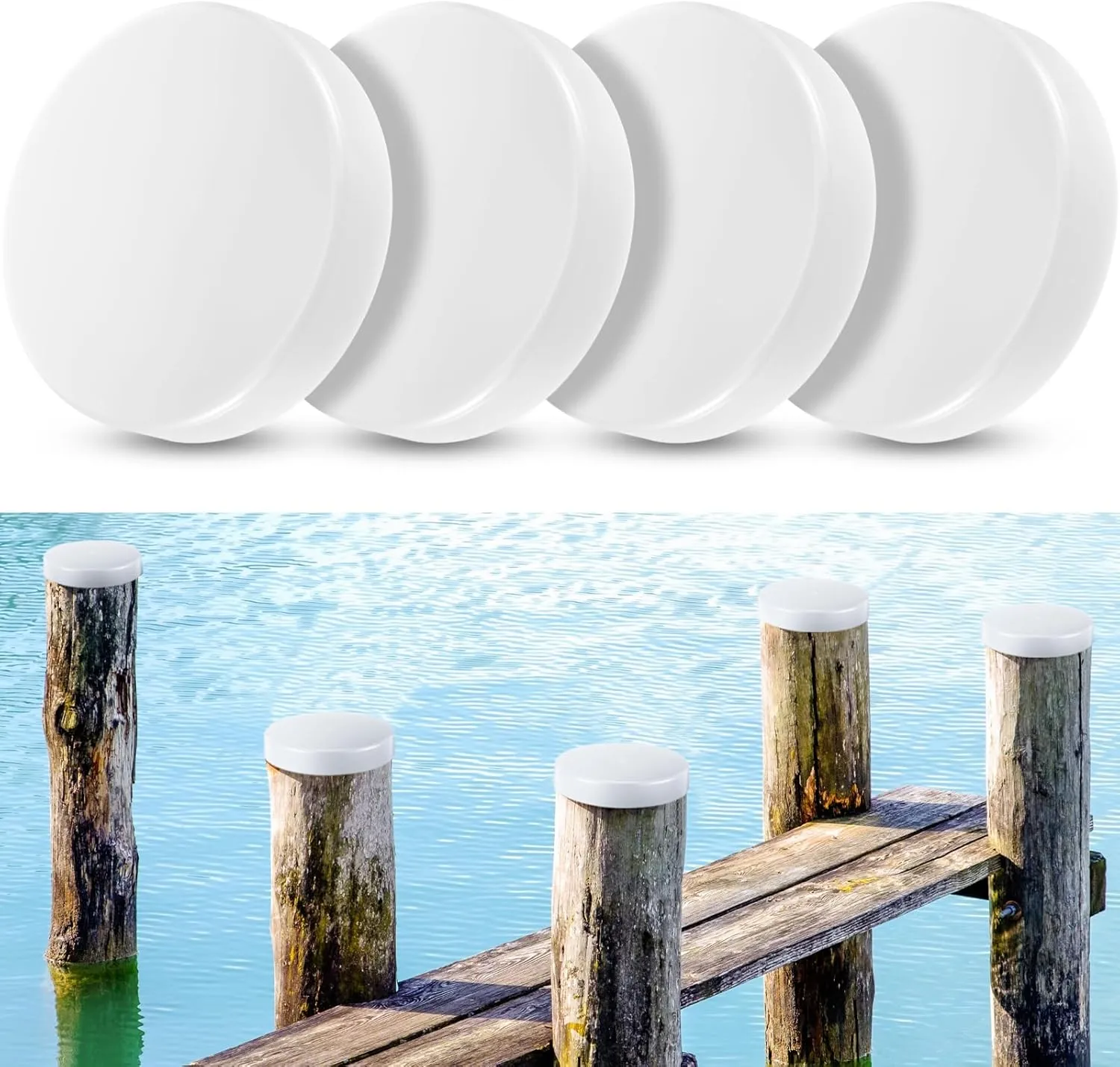 4 Pcs Marine Dock Piling Cap Protective Dock Post Caps Boat Pylon Edge Dock Pole Caps, Flat Top Design