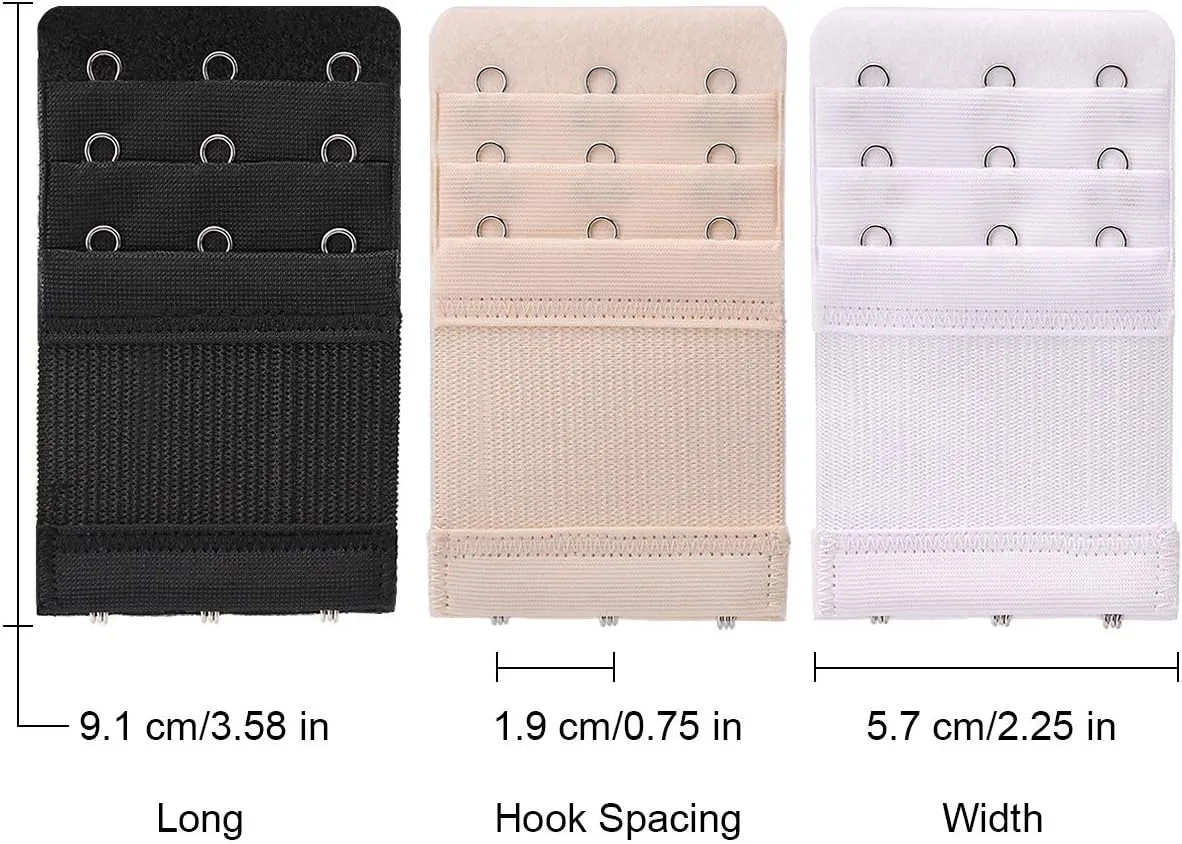 6 Pcs Women's Bra extenders 2 Hooks/3 Hooks Bra Extension