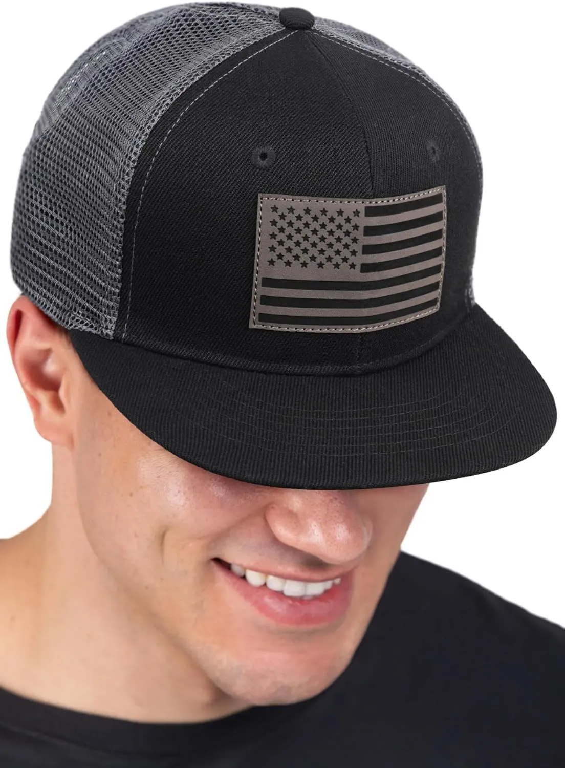 American Flag Snapback Hats - Flat Bill Brim Hat for Men Women - Breathable & Adjustable Fit for Casual Wear