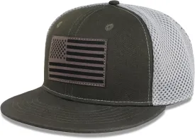 American Flag Snapback Hats - Flat Bill Brim Hat for Men Women - Breathable & Adjustable Fit for Casual Wear