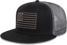 American Flag Snapback Hats - Flat Bill Brim Hat for Men Women - Breathable & Adjustable Fit for Casual Wear