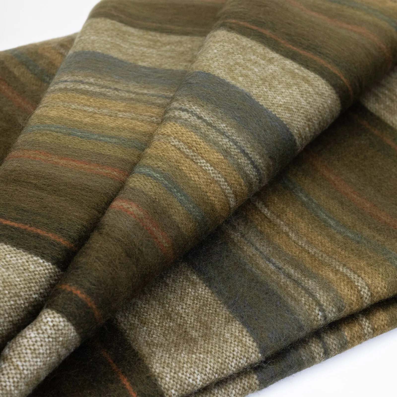 Atocha - Baby Alpaca Wool Throw Blanket / Sofa Cover - Queen 90" x 63" - coffee mix thin stripes pattern