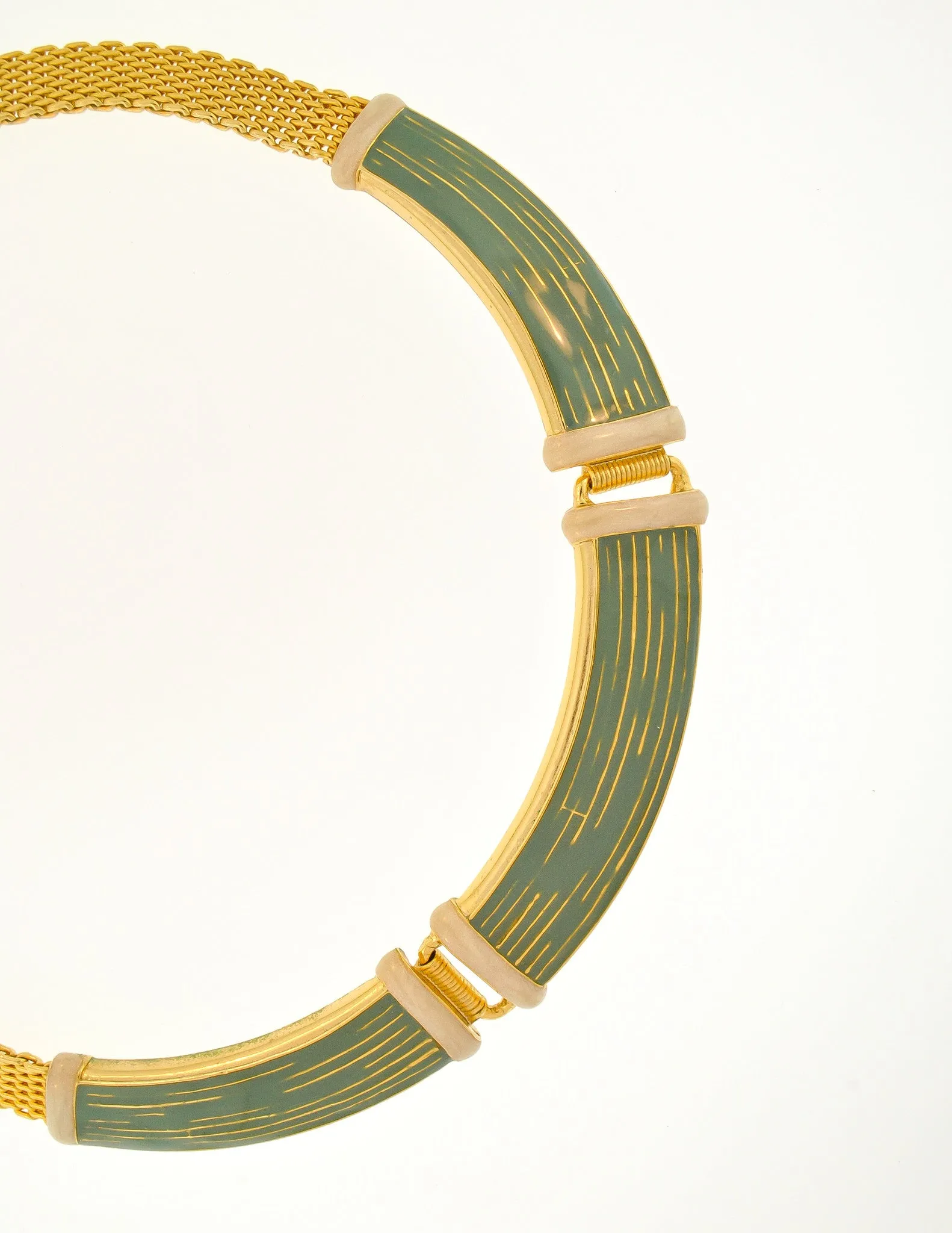 Balenciaga Vintage Seafoam Enamel Gold Choker Necklace