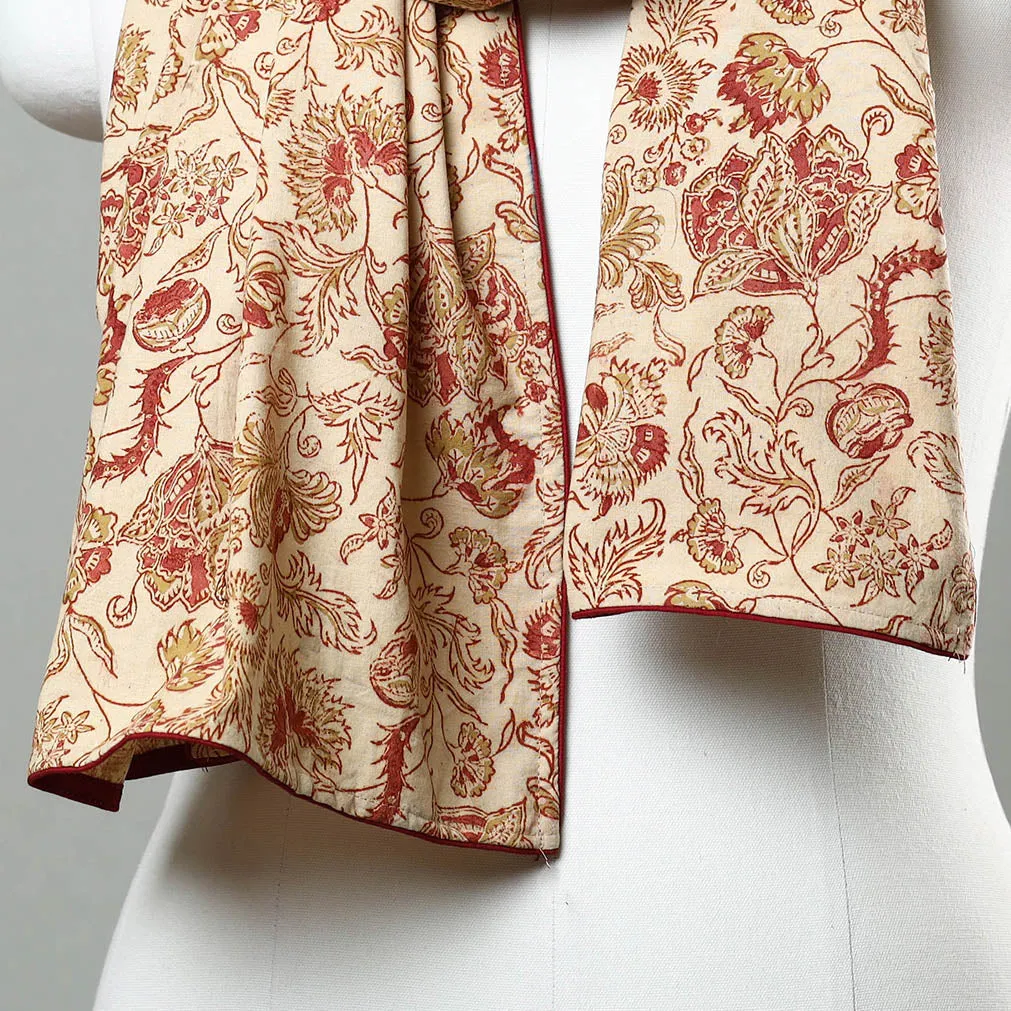 Beige - Kalamkari Block Printed Cotton Stole 22