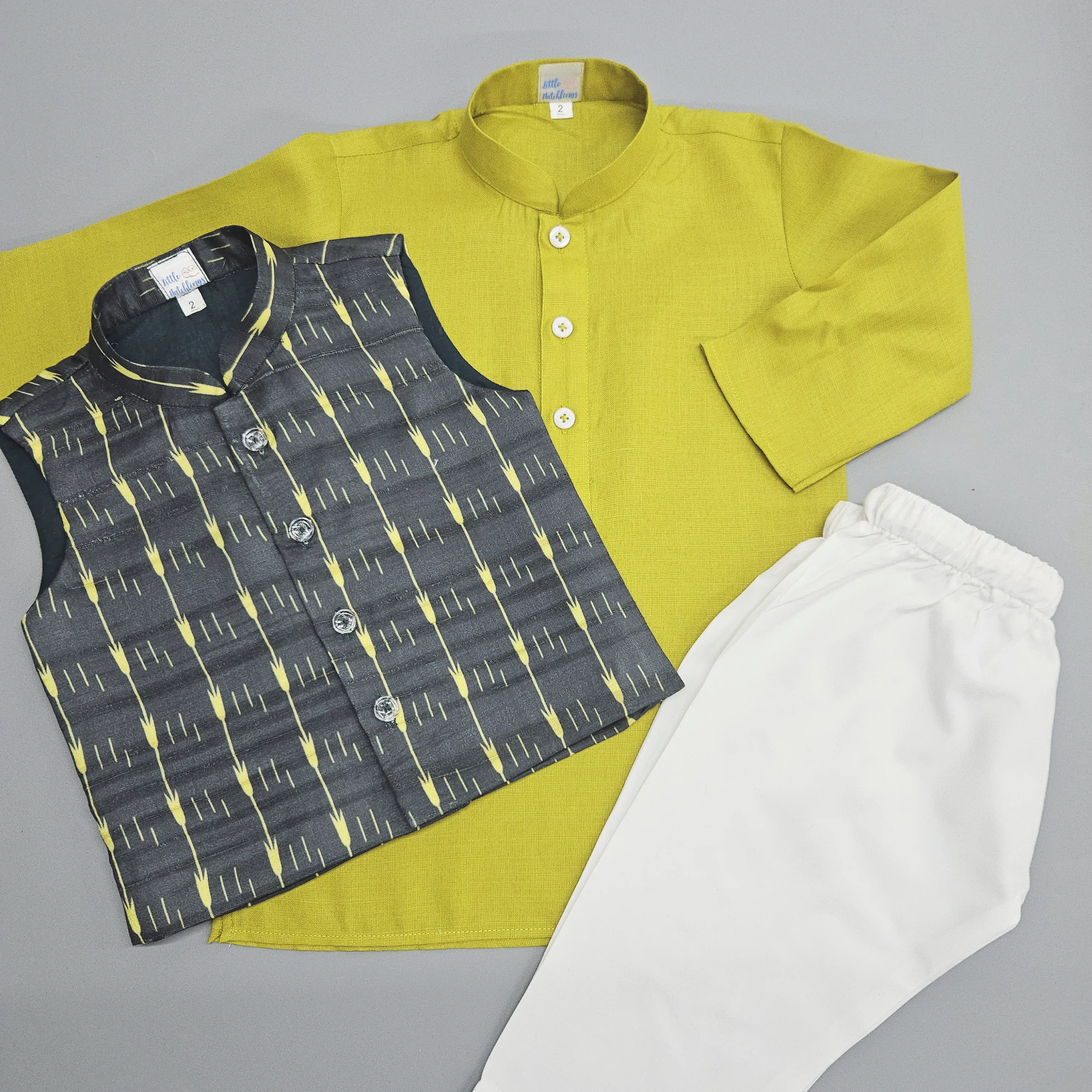 Black Jacket   Golden Yellow Kurta Pyjama Set