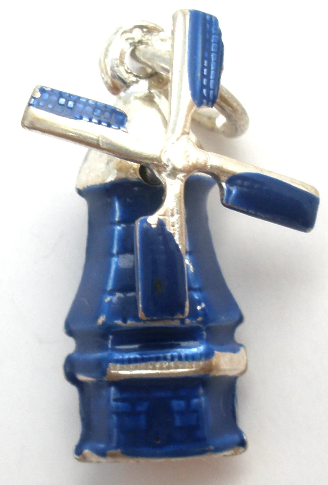 Blue Enamel Articulated Windmill Charm Vintage