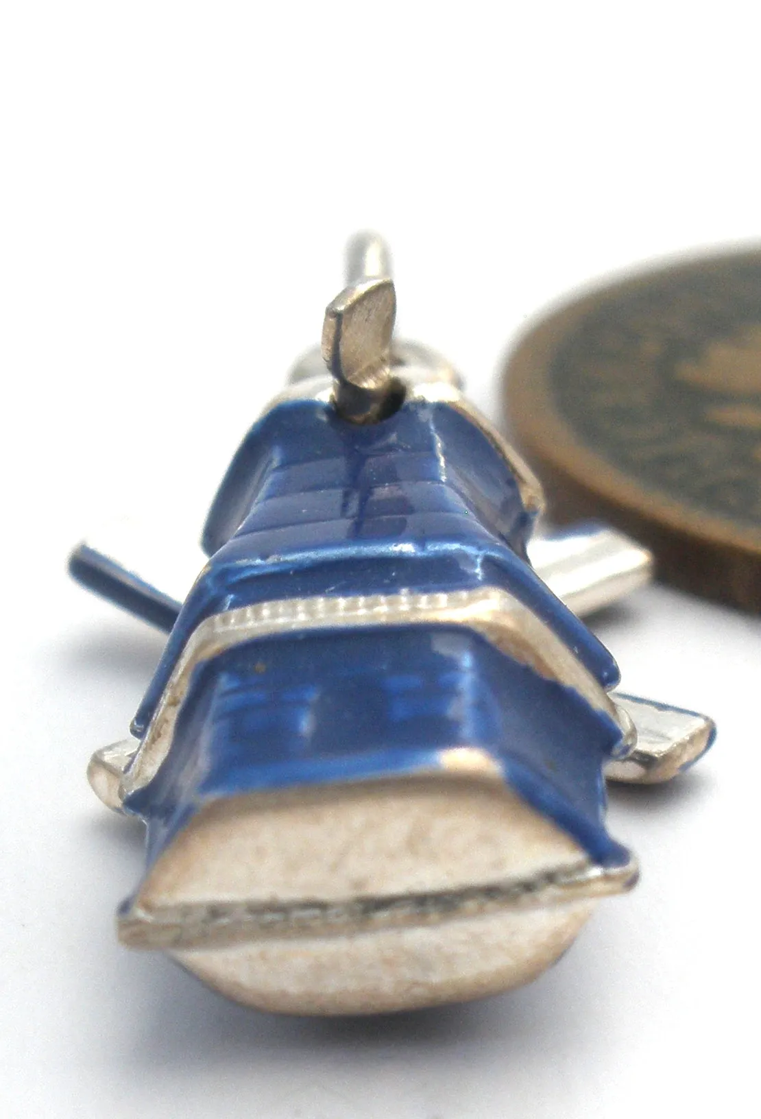 Blue Enamel Articulated Windmill Charm Vintage
