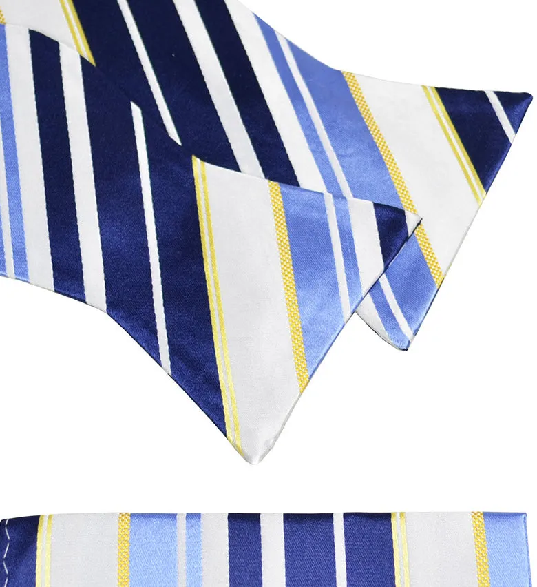 Blue, Navy and White Silk Bow Tie