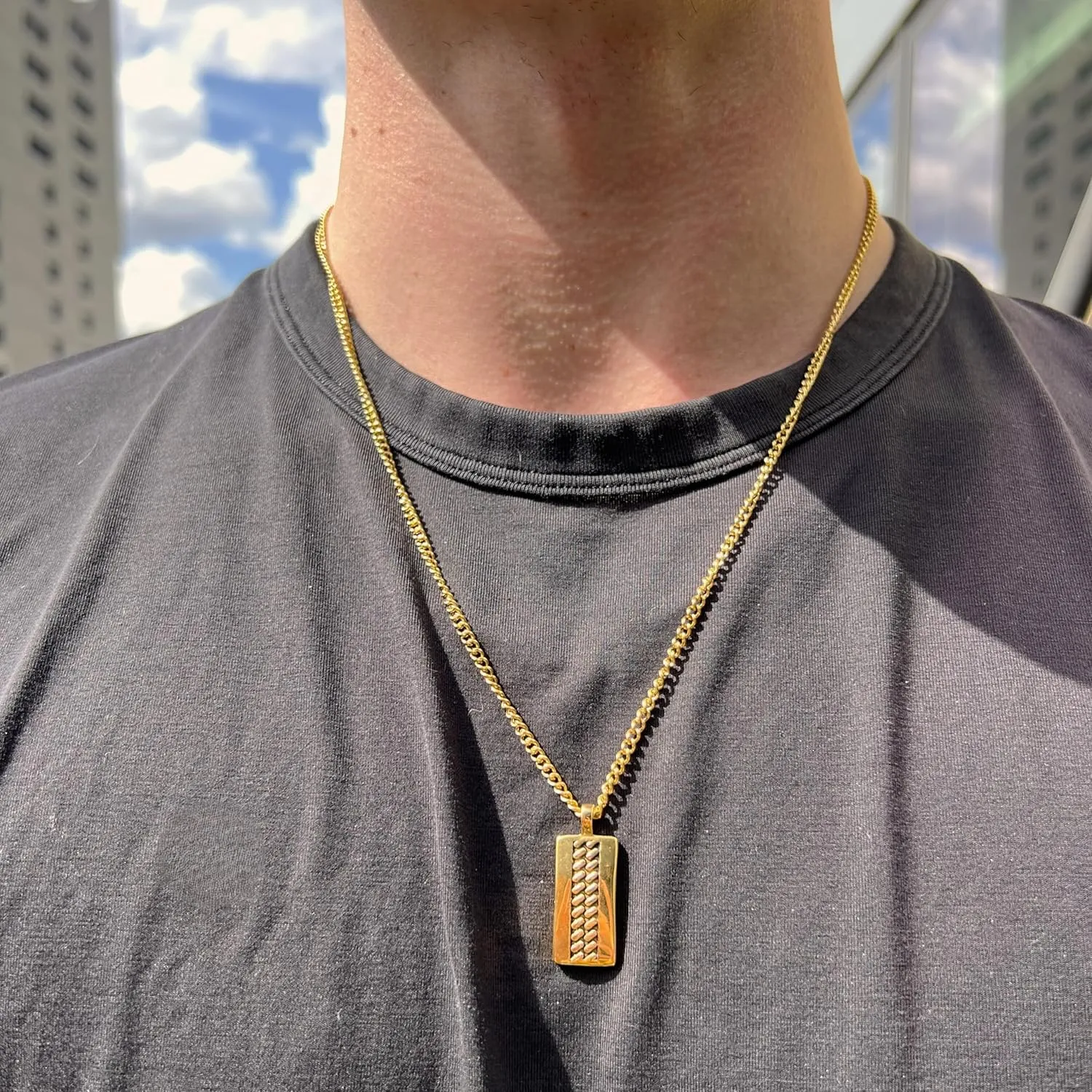 Boston Bay Diamonds Men's Pendant Necklace in 316L Stainless Steel Cross or Dog Tag on 24?? Chain, Choice of Style