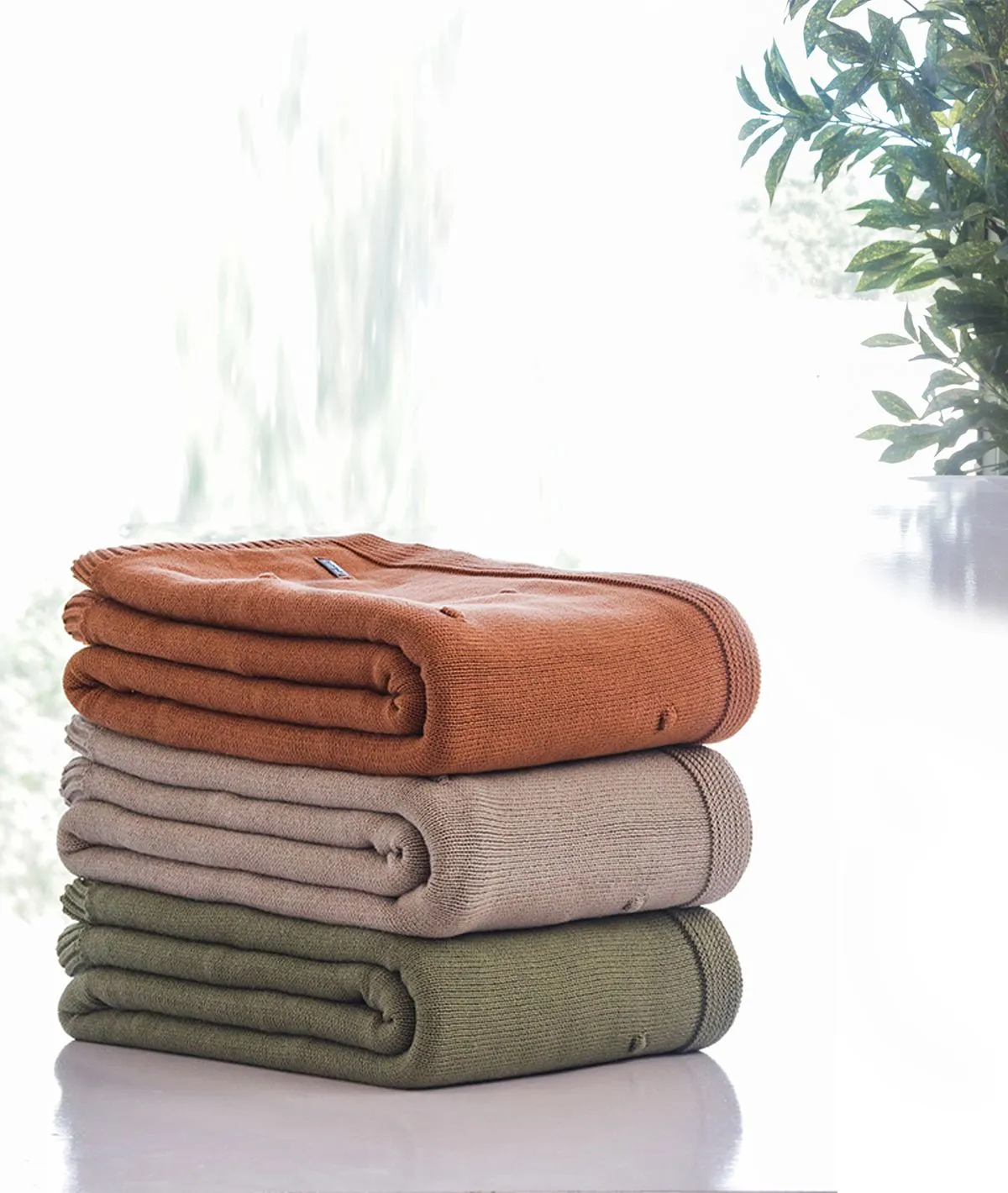 Bubble - Cashew Rust Pure Cotton Knitted All Season Ac Throw Blanket