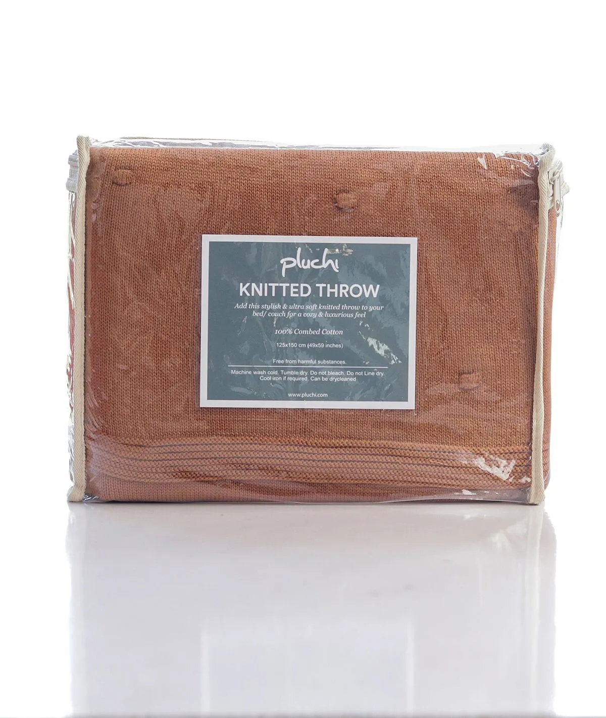 Bubble - Cashew Rust Pure Cotton Knitted All Season Ac Throw Blanket