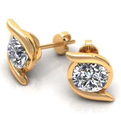 Captivating 0.25CT Round Cut Diamond Stud Earrings in 14KT Yellow Gold