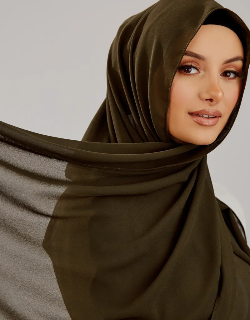 Chiffon Shawl - Shades of Dark Green