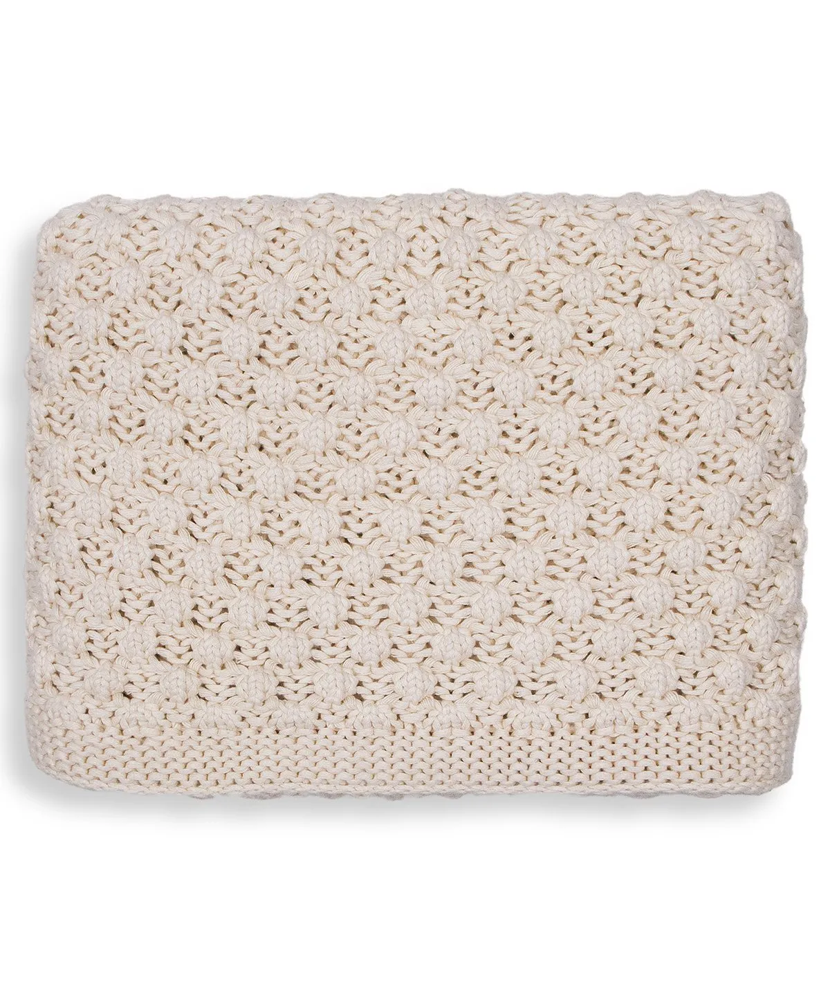 Chunky Popcorn - Natural Color 100% Cotton Knitted All Season AC Throw Blanket
