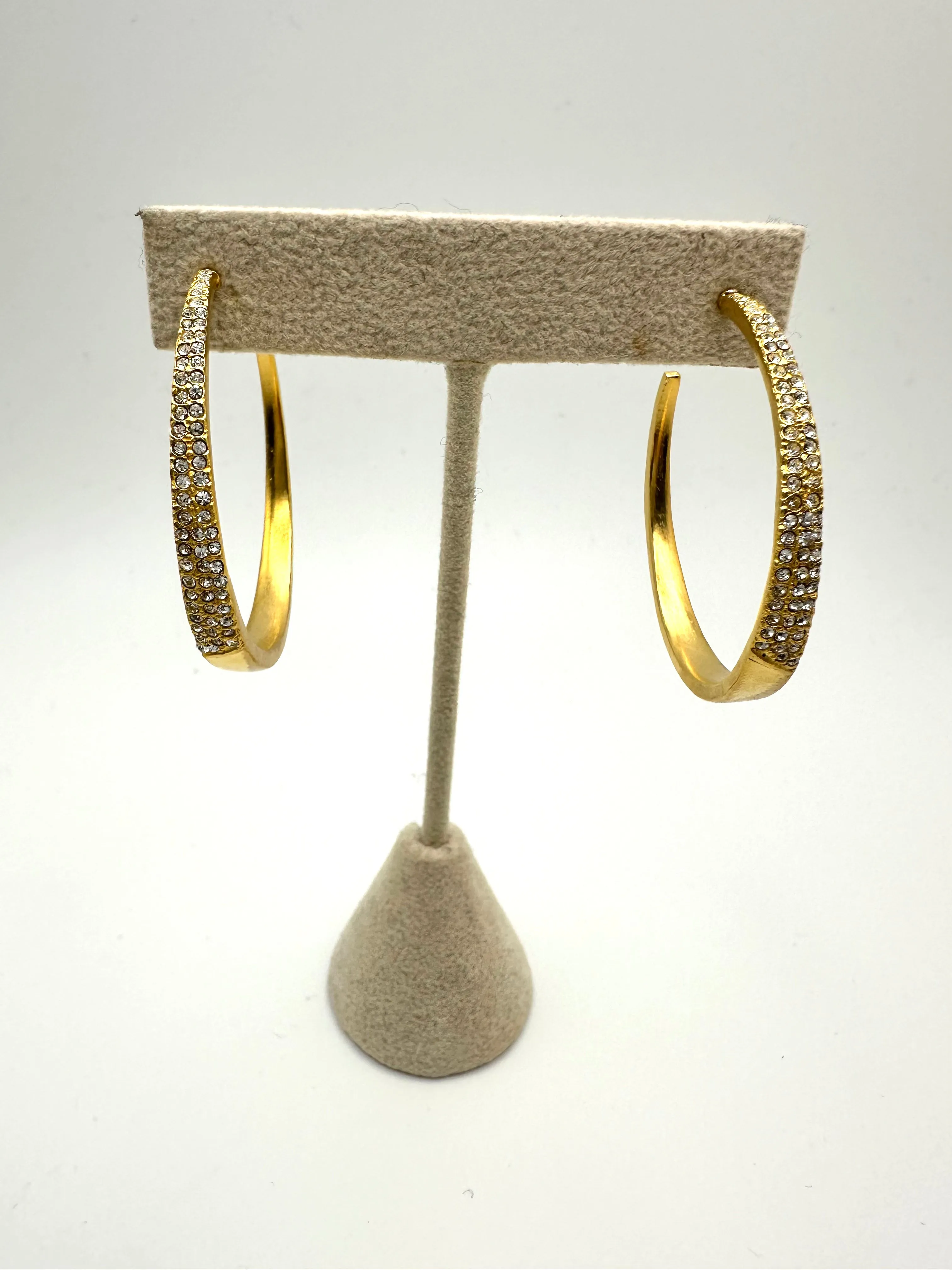 CZ Encrusted Gold Hoops