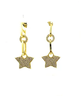 CZ Star Drop Post Earrings