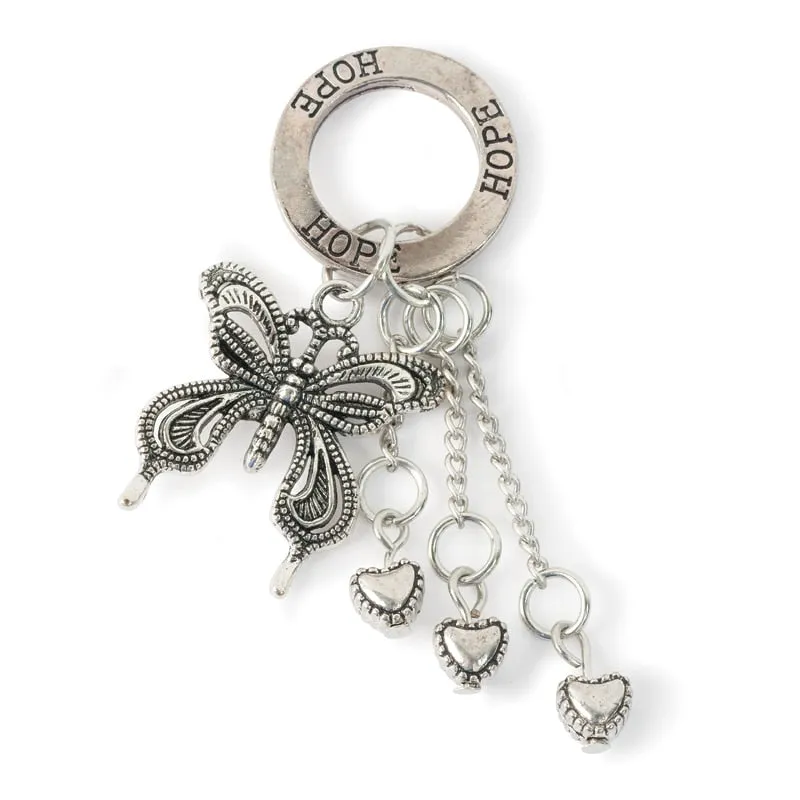 Dangling Charm Pendant - Butterfly and Hearts