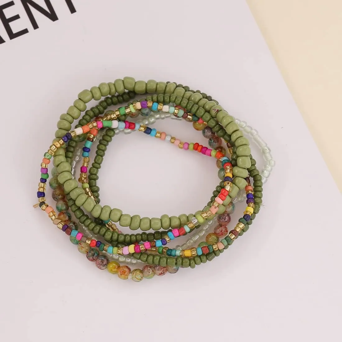 DATOA Bohemian Multilayer Seed Beads Bracelet Handmade Wrap Bracelets Beach Stretch Bangle Jewelry for Women
