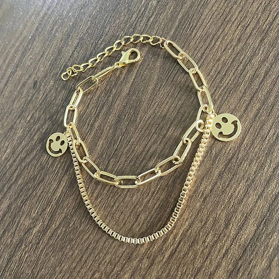 Elegant Smiley Design Gold Plated Bracelet Set - Set Of 1