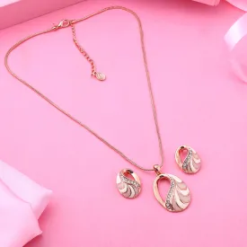 Estele - 24 KT Gold plated Necklace Set with Austrian Crystals and Enamel for Women
