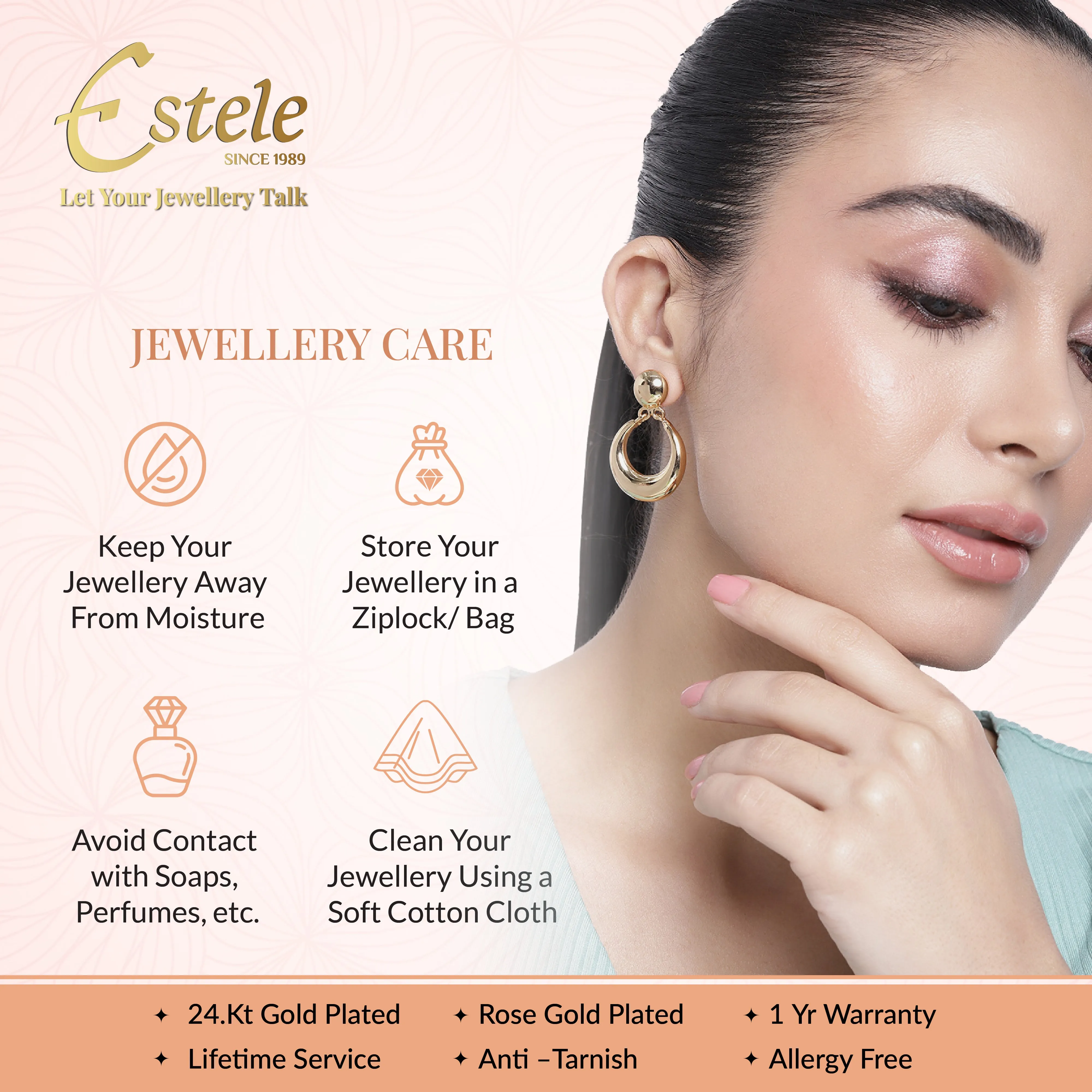 Estele Gold Plated CZ Radiance Flower Designer Earrings with Pink Crystals for Women