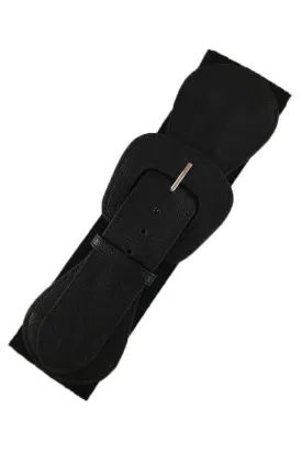 Faux Leather Stretch Belt in Black