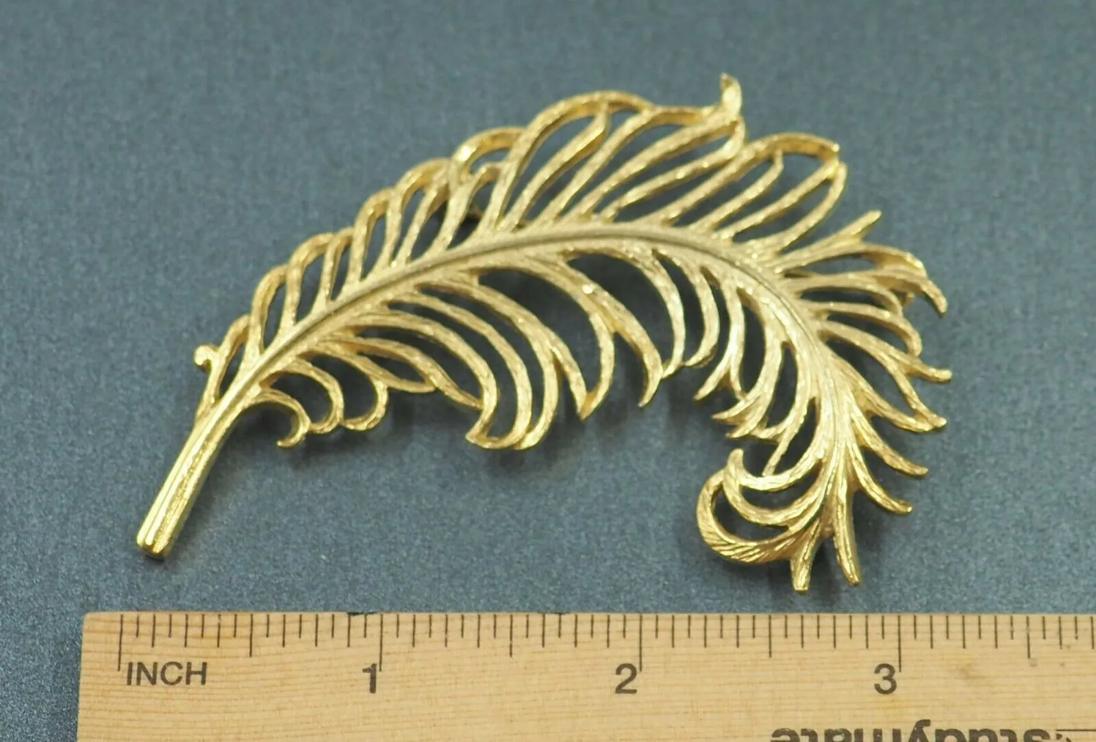 Gold Toned Feather Brooch - Emma Page