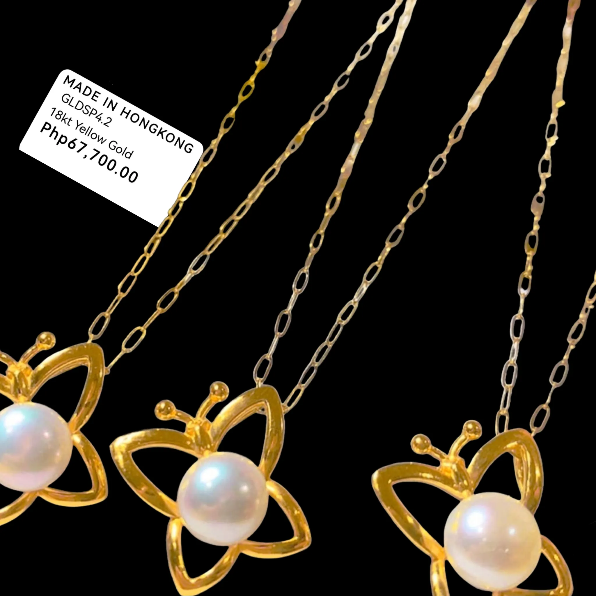 #GOLD2024 | 18K Golden Butterfly Pearl Necklace Paperclip Chain 18”