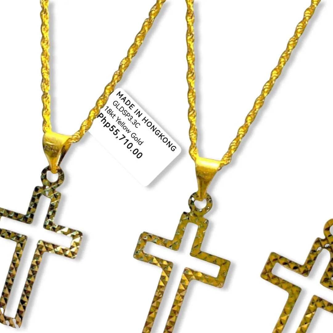 #GOLD2024 | 18K Golden Cross Necklace Rope Chain 17.5”