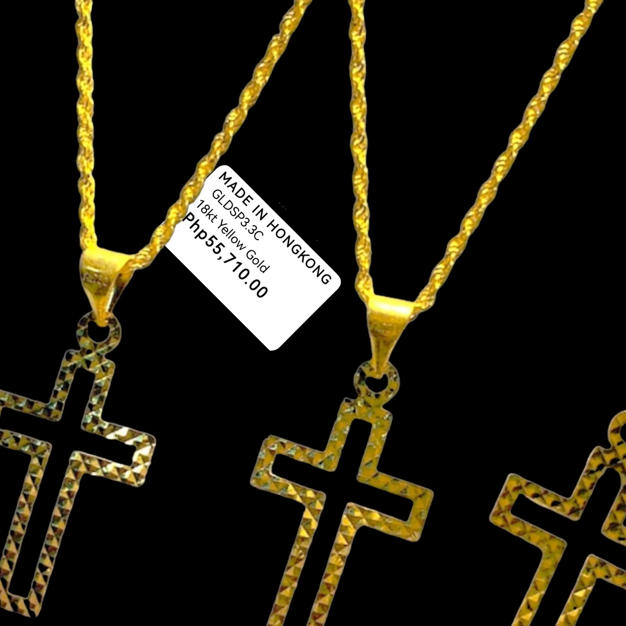 #GOLD2024 | 18K Golden Cross Necklace Rope Chain 17.5”