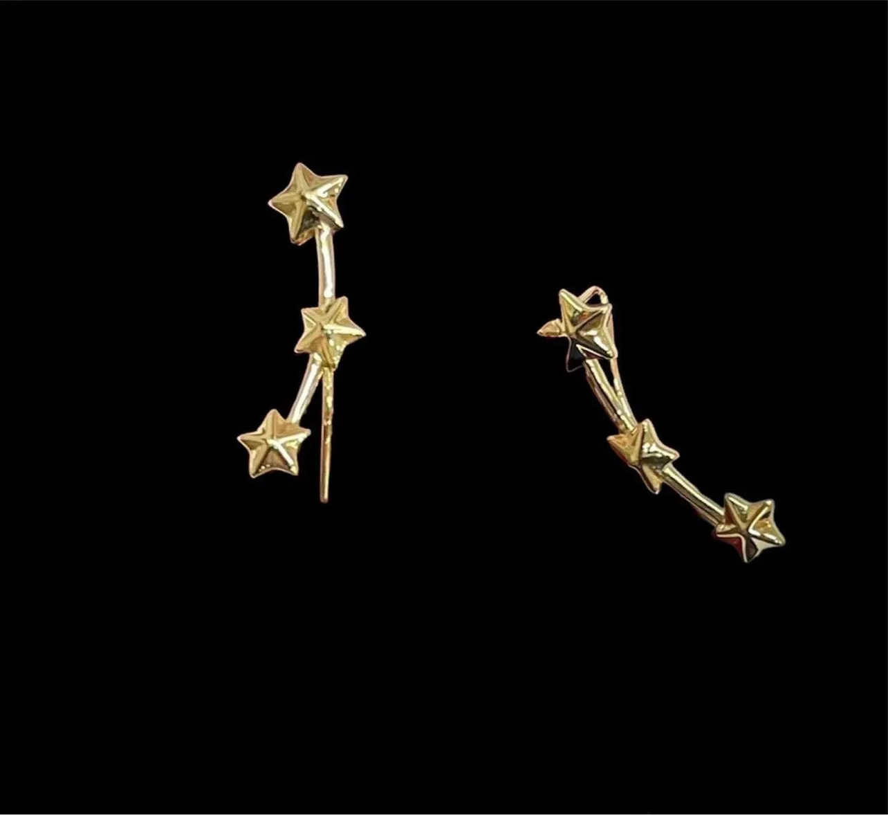 #GOLD2024 | 18K Golden Triple Star Earrings