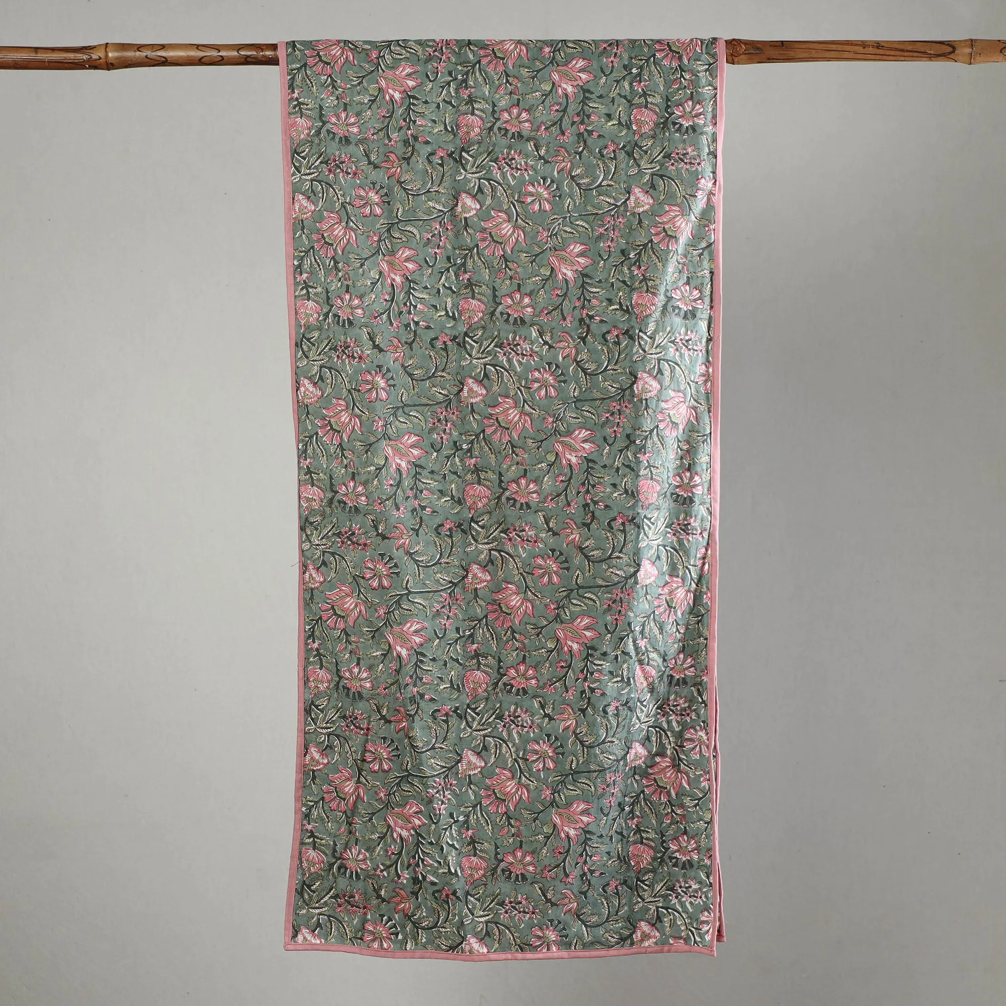 Green - Sanganeri Block Printed Cotton Stole 07