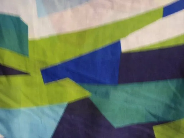 Green/Navy Abstract Print Poly Cotton Blend Stole