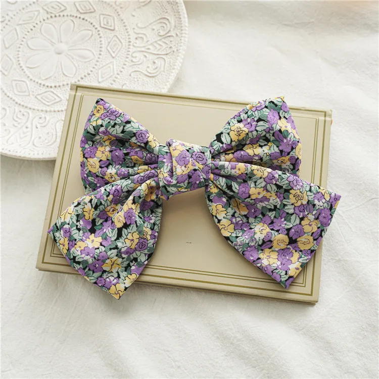 Hair Ring Floral Bow Barrettes Chiffon