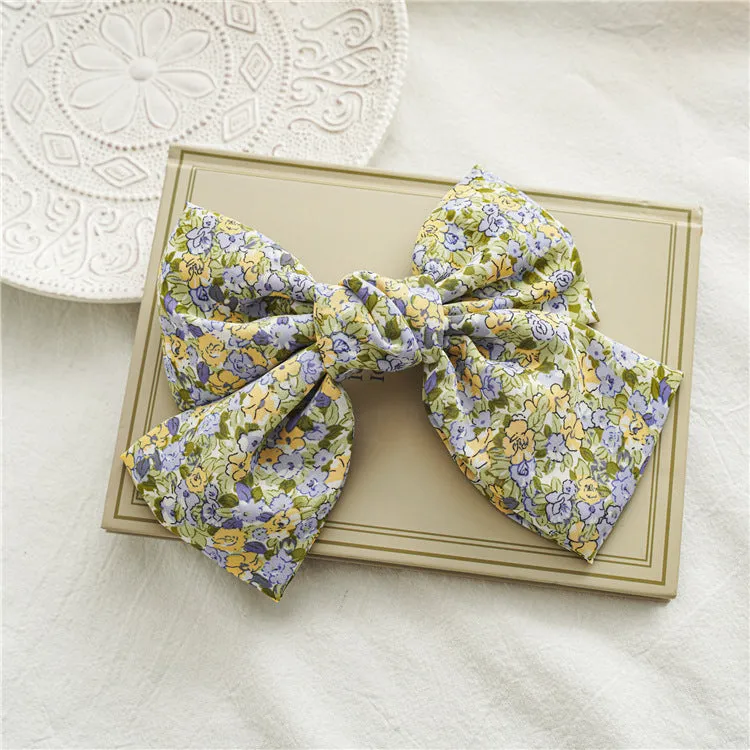 Hair Ring Floral Bow Barrettes Chiffon