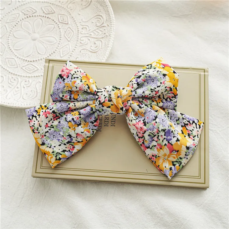 Hair Ring Floral Bow Barrettes Chiffon