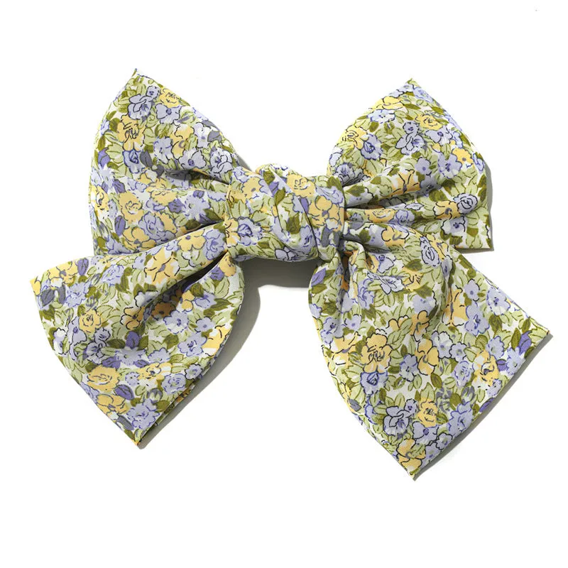 Hair Ring Floral Bow Barrettes Chiffon