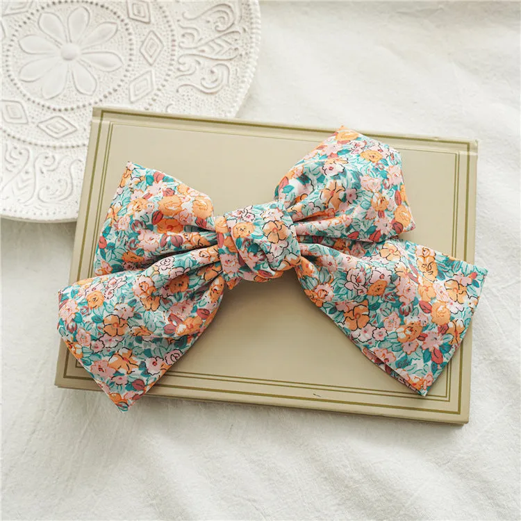 Hair Ring Floral Bow Barrettes Chiffon