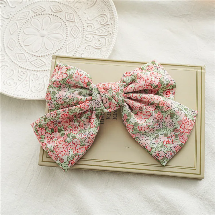 Hair Ring Floral Bow Barrettes Chiffon