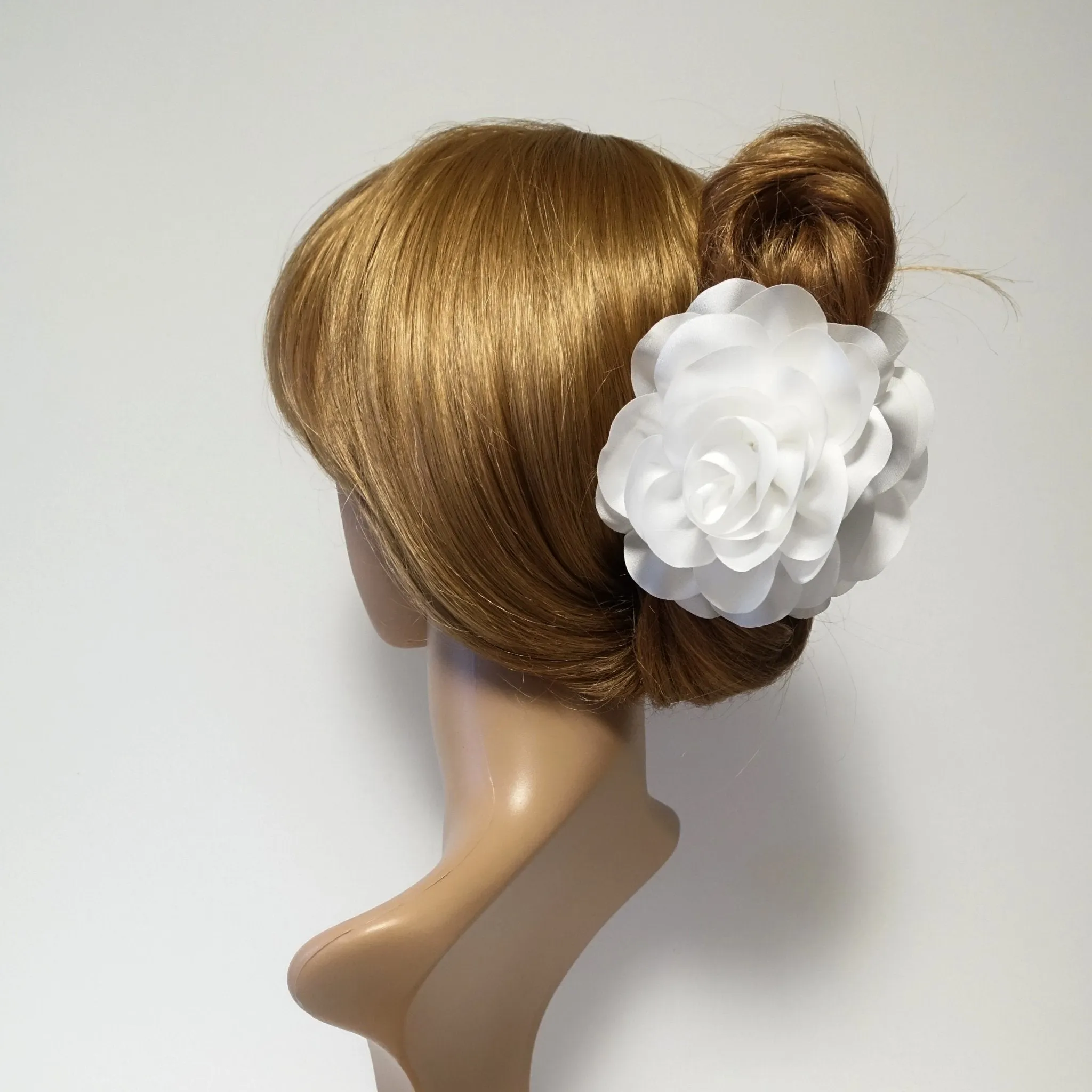 Handmade Dahlia Chiffon Fabric Twin Flower  Hair Jaw Claw Clip Accessories