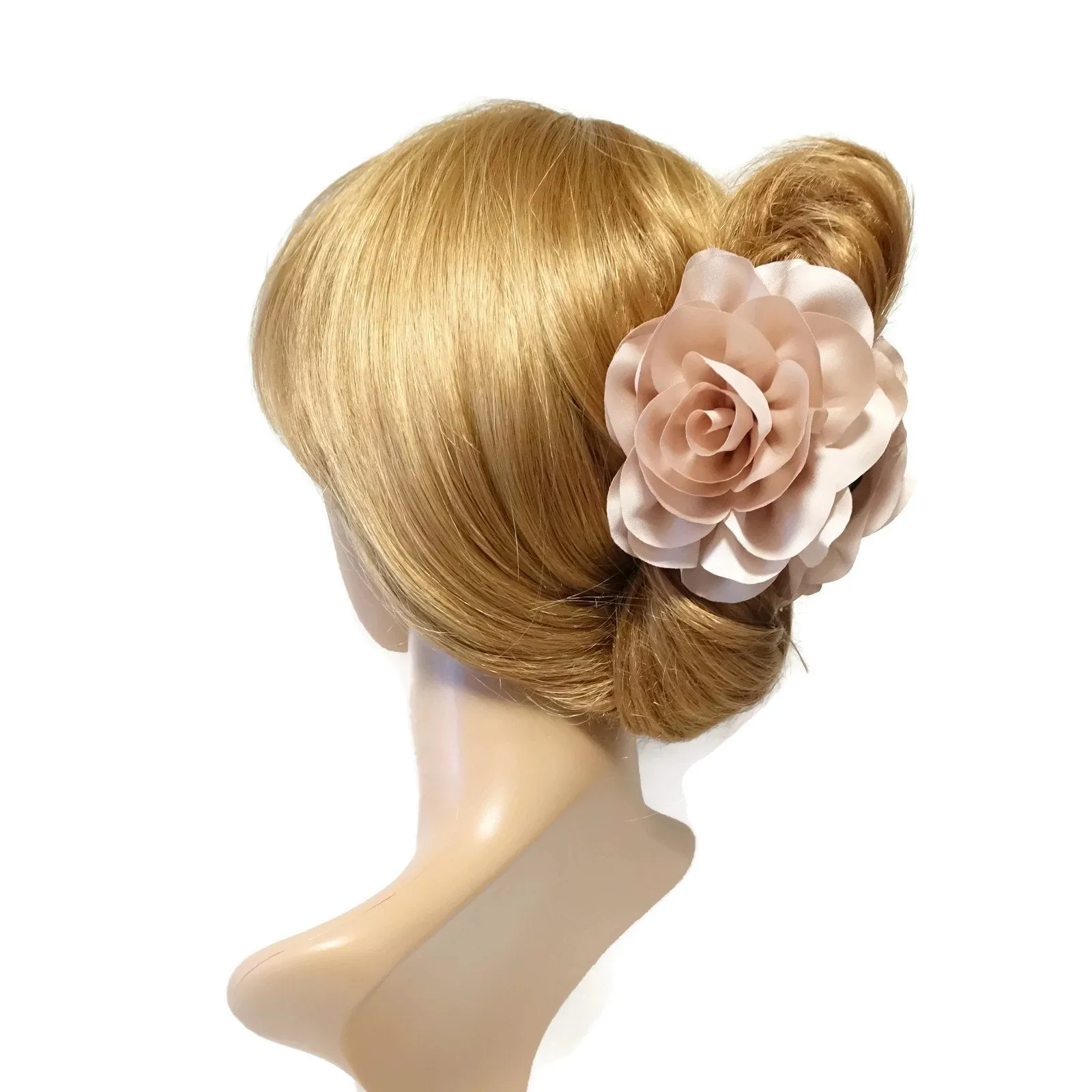 Handmade Dahlia Chiffon Fabric Twin Flower  Hair Jaw Claw Clip Accessories