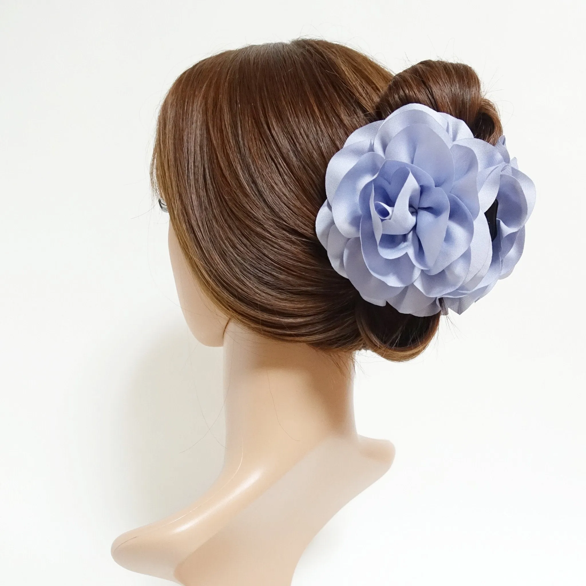 Handmade Dahlia Chiffon Fabric Twin Flower  Hair Jaw Claw Clip Accessories