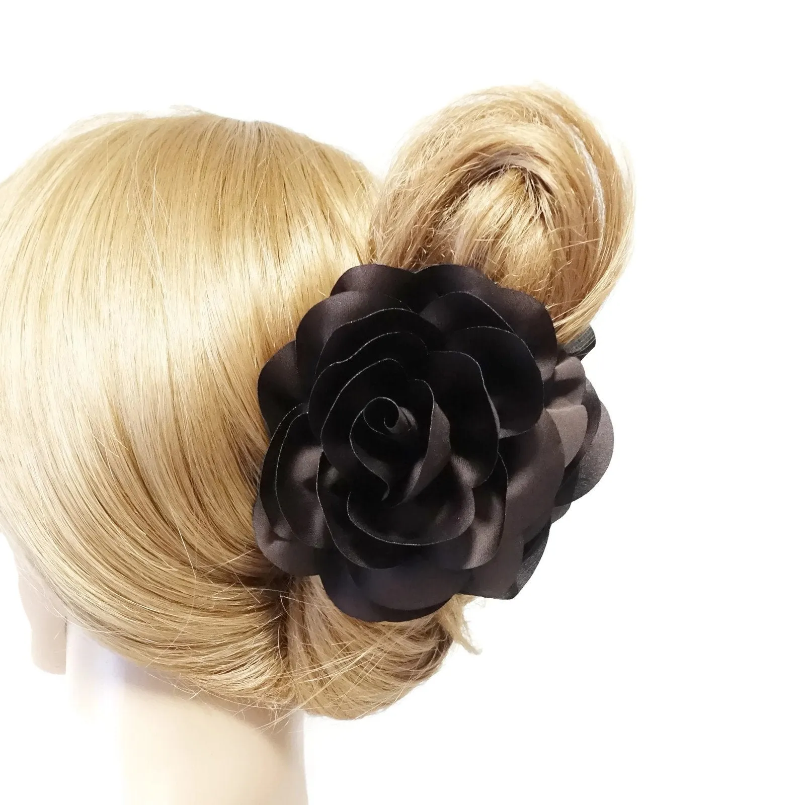 Handmade Dahlia Chiffon Fabric Twin Flower  Hair Jaw Claw Clip Accessories