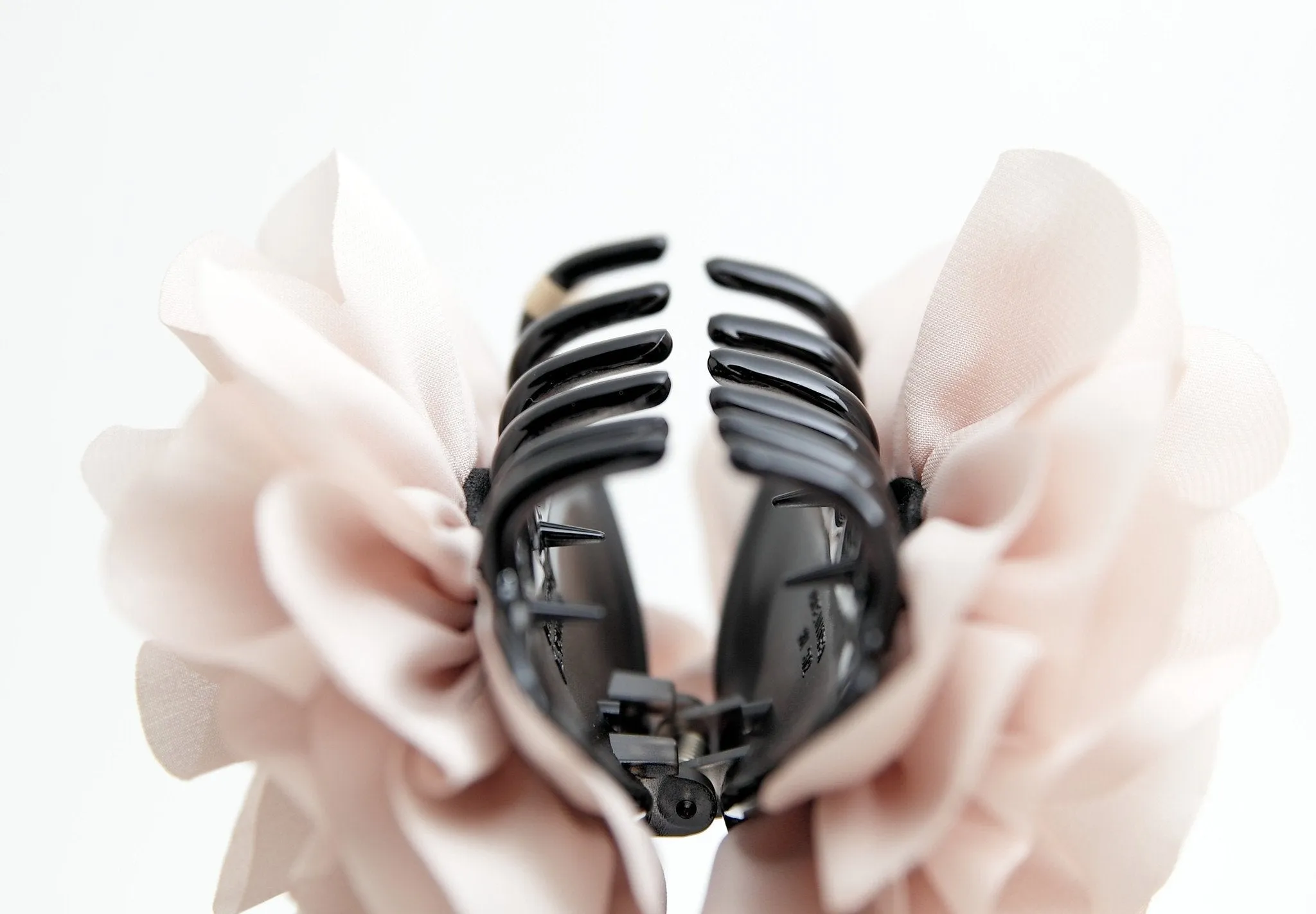 Handmade Dahlia Chiffon Fabric Twin Flower  Hair Jaw Claw Clip Accessories