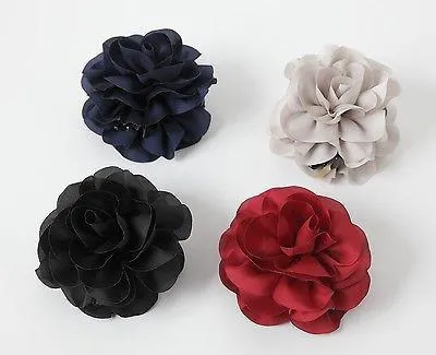 Handmade Dahlia Chiffon Fabric Twin Flower  Hair Jaw Claw Clip Accessories