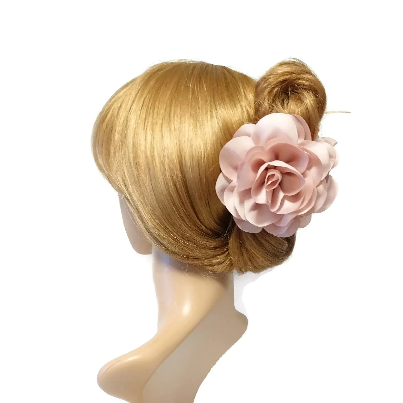 Handmade Dahlia Chiffon Fabric Twin Flower  Hair Jaw Claw Clip Accessories