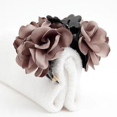 Handmade wild Rose Clamp Twin Flower/Floral Hair Jaw Claw Clip Accessories